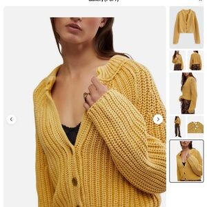 Free People Mustard Knit Cardigan